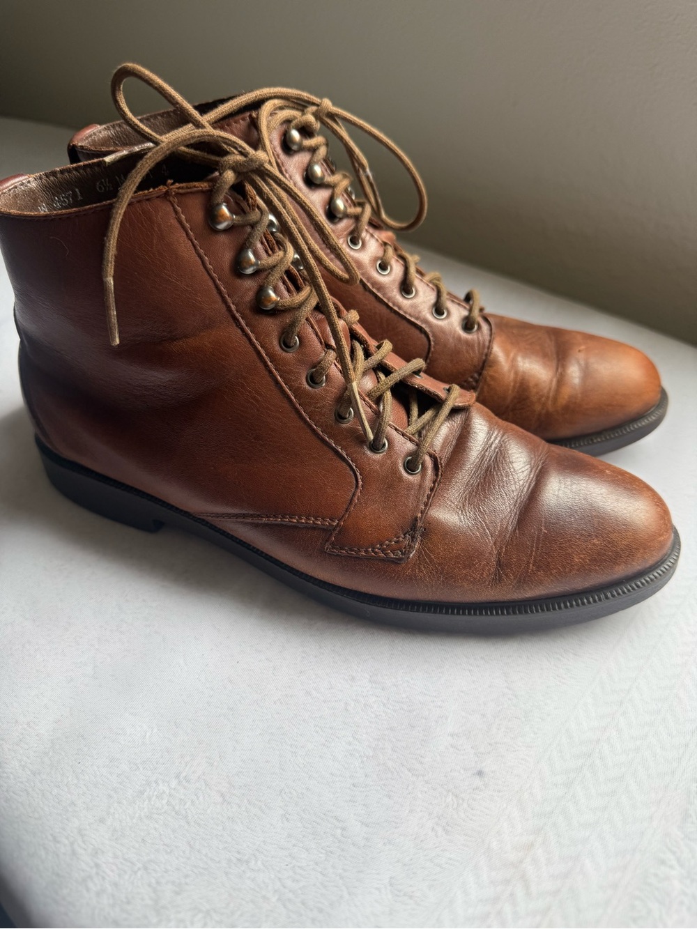 Vintage Rockport Brown Leather Lace Up Ankle Boots Womens 6.5M Made Slovenia
